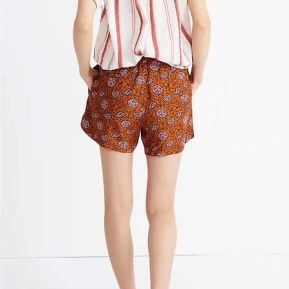 Madewell Drapey Pull-On Shorts Sz Large Warm Paisley Provincial Burnt Sienna - Picture 6 of 7